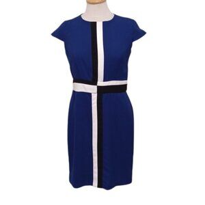 ABS Silver Label Colour Block Fitted Sheath Office Dress- Sz. 6